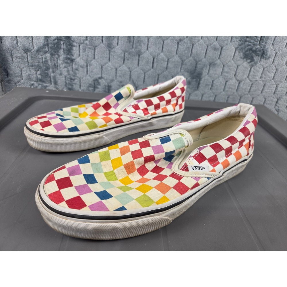 Vans Classic Slip-On Rainbow Checkerboard Sneakers Mens 7.5 Womens 9.0 507452